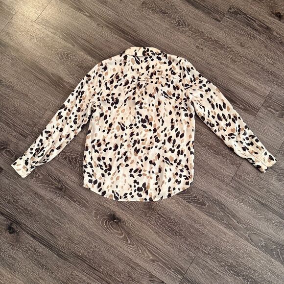 Rails Rebel Natural Abstract Animal Spotted 100% Silk Blouse - Picture 9 of 9